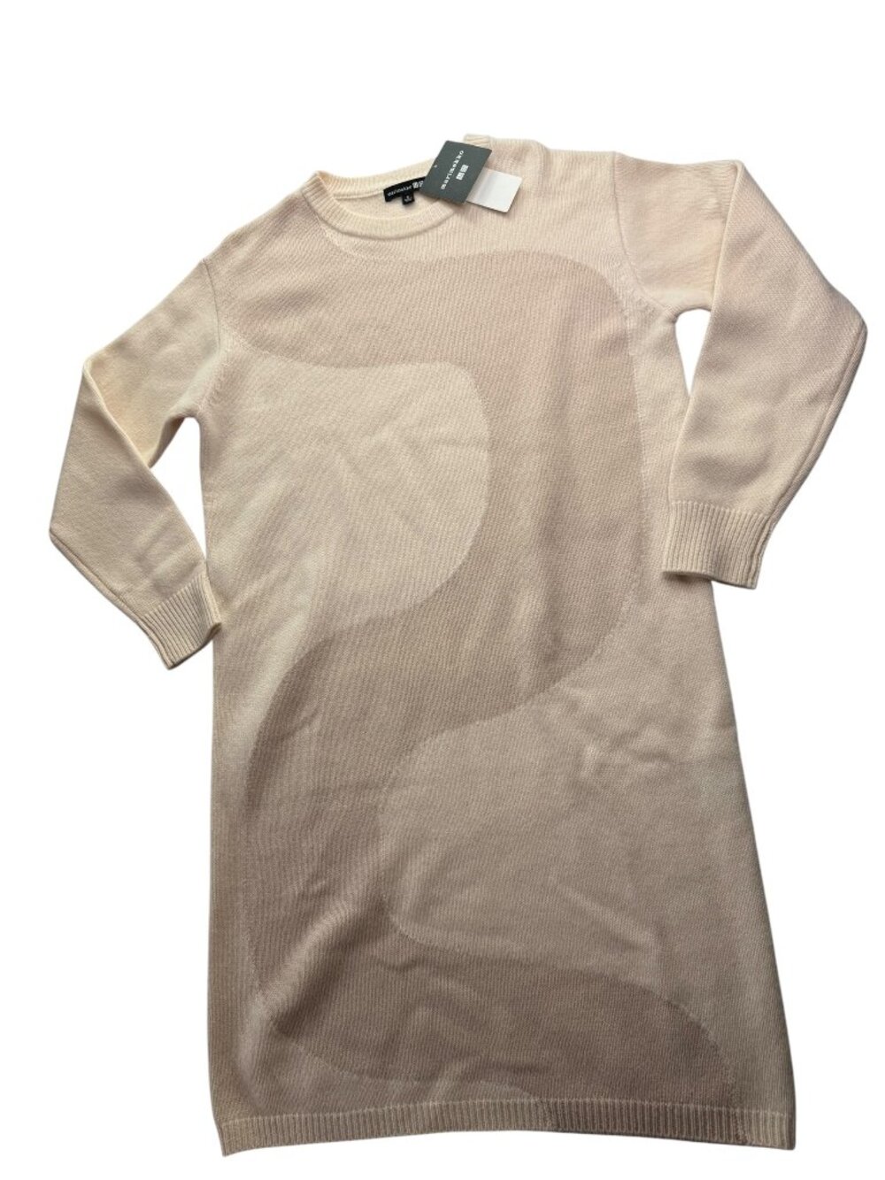 New NWT Marimekko Uniqlo Long Sweater Dress, Knit.  Light Ivory / Beige Cream S